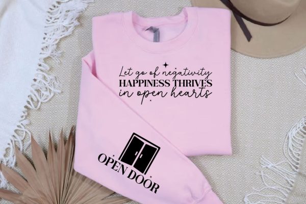 Let go of negativity happiness thrives in open hearts Sleeve SVG Design Sale - Image 2
