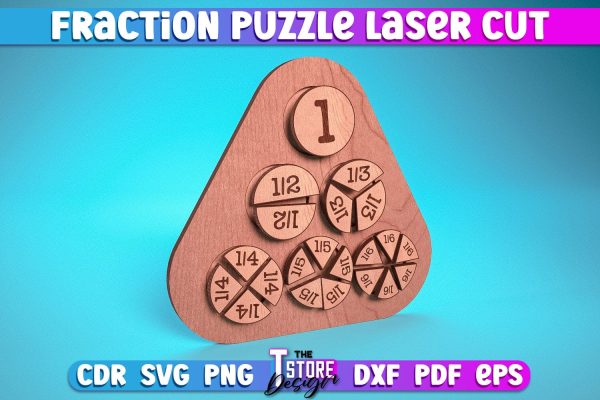 Fraction Puzzle Laser Cut | Puzzle Game Laser Cut Design | CNC Files Sale