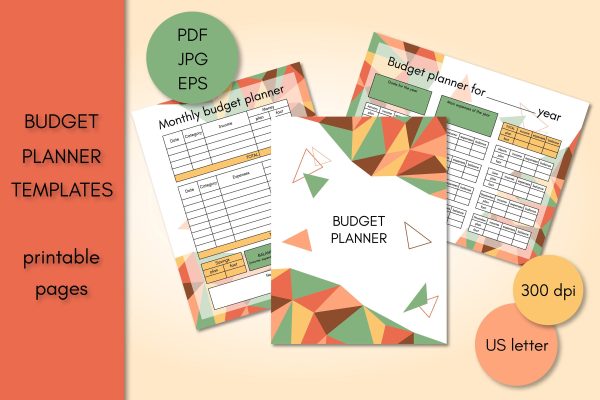 Budget Planner Book Templates PDF Printable Financial Plan EPS Vector Personal Finance Tracker Supply
