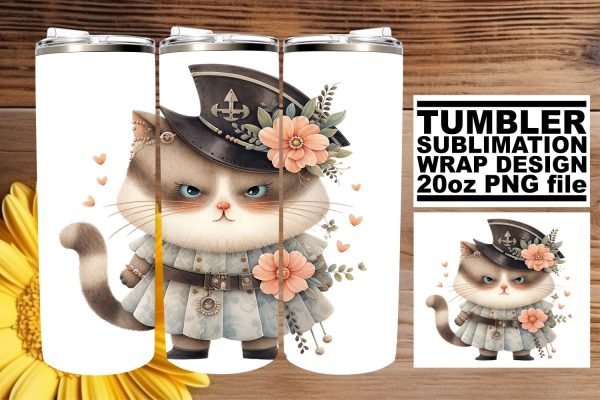 Playful Feline Design 20oz Tumbler Sublimation Pack Online