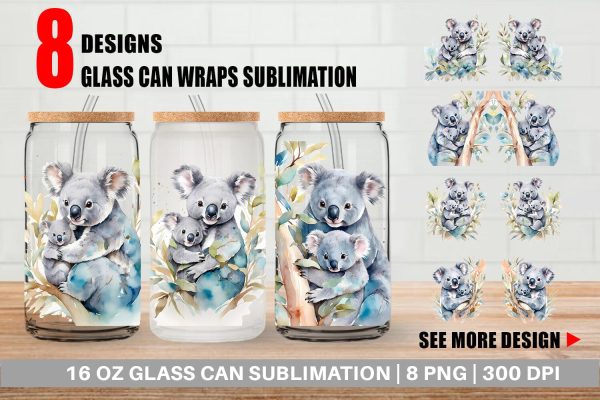 Glass Can Wrap Koala Mother Day Online now