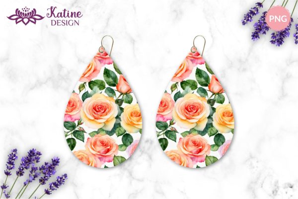 Earring Png, Rose Earrings, Flower Teardrop Earring Designs, Earring Sublimation Designs, Teardrop Earrings Bundle, Earrings Template, Sublimation Earrings, PNG Earrings, Spring Sublimation Earrings Online Sale - Image 5
