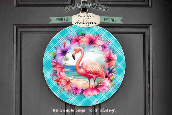 Floral Flamingo Wind Spinner Round Sublimation Design PNG Online Hot Sale - Image 5