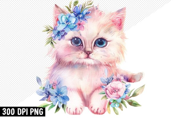 Cute Cat Clipart PNG Bundle For Sale - Image 3