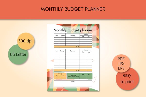 Budget Planner Book Templates PDF Printable Financial Plan EPS Vector Personal Finance Tracker Supply - Image 4