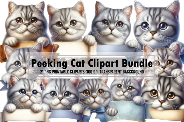 Peeking Cat Clipart Bundle Online Hot Sale