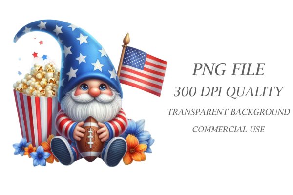 4th of July Gnome Clipart Online Sale - Image 5