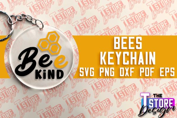 Bees Keychain Design | Keychain Laser Cut Design | CNC File Hot on Sale - Image 2