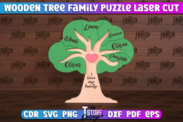 Wooden Tree Family Puzzle Laser Cut | Family Puzzle Design | CNC File Cheap - Image 2