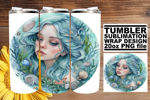 Vibrant Sea Maiden Tumbler Wrap Pack For Sale