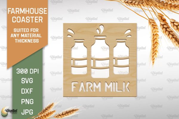Farmhouse Coaster SVG. Wooden Coaster Laser Cut Online Hot Sale