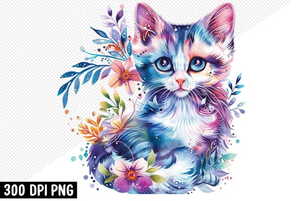 Cute Cat Clipart PNG Bundle For Sale - Image 2