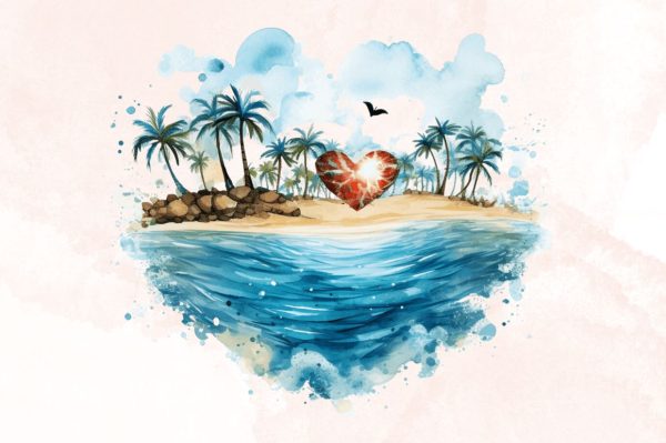 Watercolor Beach Heart  Clipart Bundle Online now - Image 4