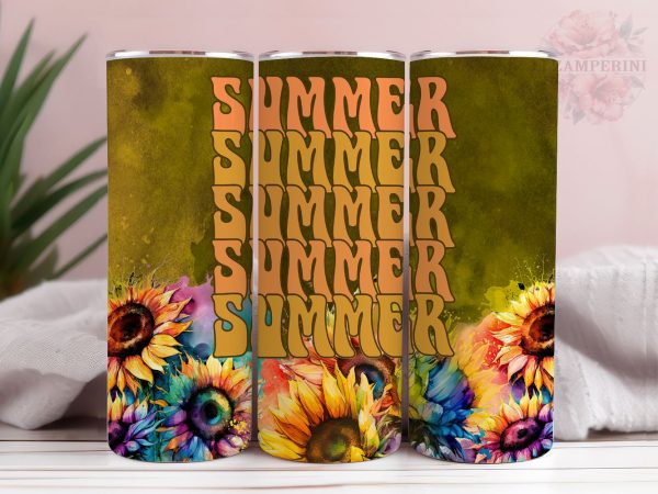 Sunflowers 20oz Tumbler Wrap PNG, Summer Time Tumber Png, Straight & Tapered Tumbler Wrap, Instant Digital Download Online