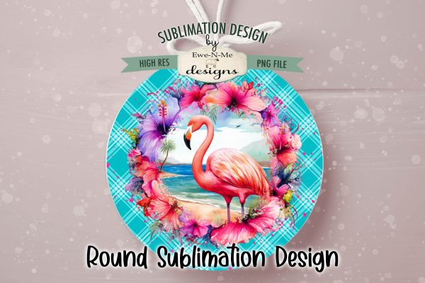 Floral Flamingo Wind Spinner Round Sublimation Design PNG Online Hot Sale - Image 3