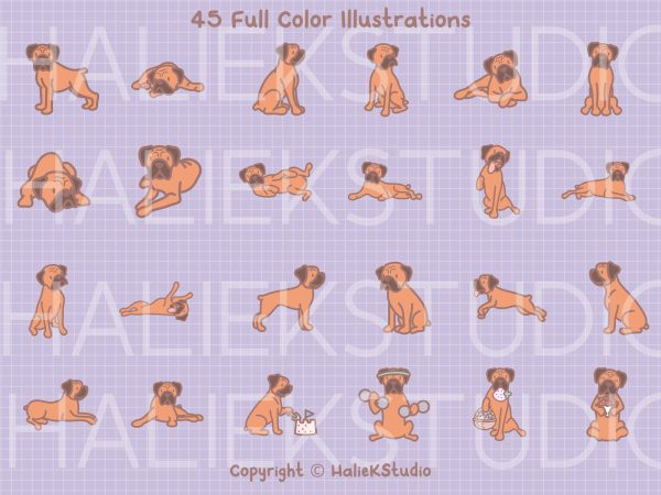 Cute Boxer Dog Color SVG and PNG Design Set Online Hot Sale - Image 2
