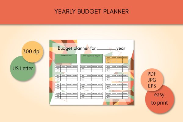 Budget Planner Book Templates PDF Printable Financial Plan EPS Vector Personal Finance Tracker Supply - Image 5