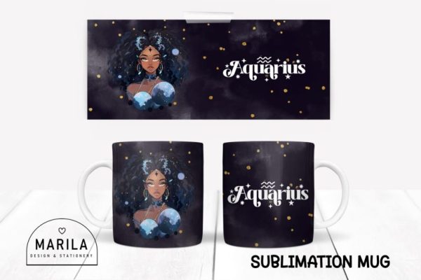 Aquarius Zodiac Sign mug sublimation design Online