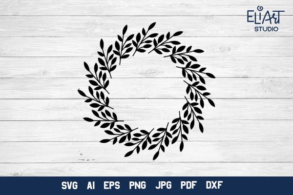 Floral Circle Frame, Leaves Round Monogram Frame. For Cheap