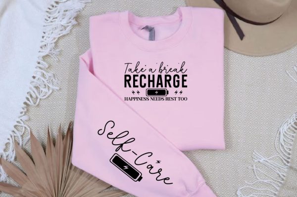 Take a break recharge happiness needs rest too Sleeve SVG Design Sale - Image 2