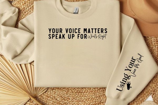 Your Voice Matters Speak Up for What s Right Sleeve SVG Design on Sale - Image 3