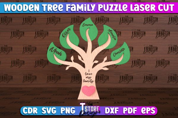 Wooden Tree Family Puzzle Laser Cut | Family Puzzle Design | CNC File Cheap - Image 3