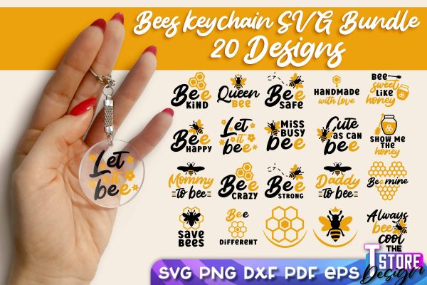 Bees Keychain Design | Keychain Laser Cut Design | CNC File Hot on Sale