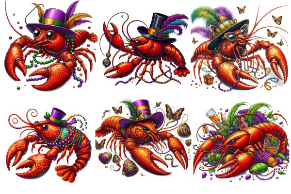 Crawfish Mardi Gras Watercolor Clipart Hot on Sale - Image 2