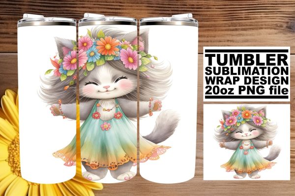 Lovely Cat Lover s Watercolor Tumbler Wrap Sublimation Set Online Hot Sale