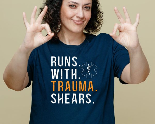 Runs With Trauma Shears EMT Svg, First Responder Gift, Paramedic, Medical Svg, Healthcare Svg, EMS svg, Svg Files for Cricut Silhouette on Sale