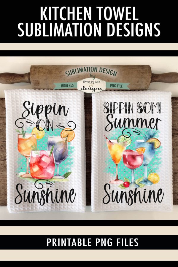 Summer Cocktail Drinks Sublimation Kitchen Towel Designs For Sale - Image 4