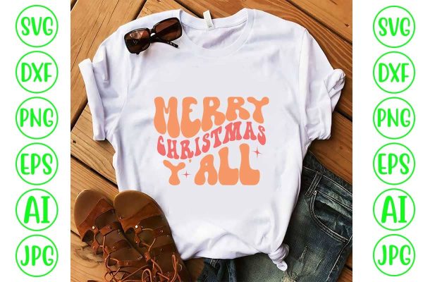 Merry Christmas Y all Retro Svg Design For Sale