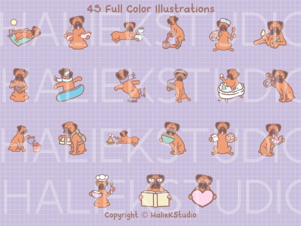 Cute Boxer Dog Color SVG and PNG Design Set Online Hot Sale - Image 3