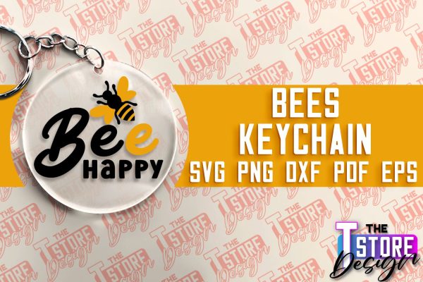 Bees Keychain Design | Keychain Laser Cut Design | CNC File Hot on Sale - Image 3