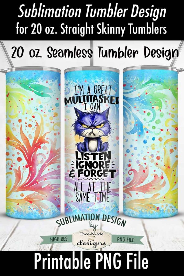 Funny and Sarcastic Cat - 20oz Seamless Tumbler Wrap Fashion - Image 4