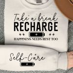 Take a break recharge happiness needs rest too Sleeve SVG Design Sale - Image 3