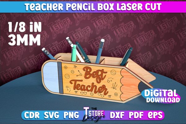 Teacher Pencil Box Laser Cut | Teacher Design | CNC File on Sale - Image 5