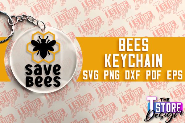 Bees Keychain Design | Keychain Laser Cut Design | CNC File Online Sale