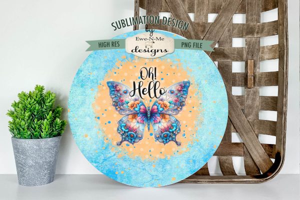 Oh Hello Butterfly Wind Spinner Sublimation Design Online Hot Sale - Image 2