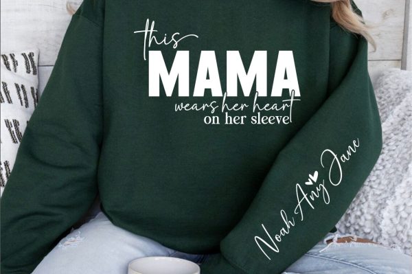 This Mama Wears Her Heart On Her Sleeve SVG Design Online - Image 3