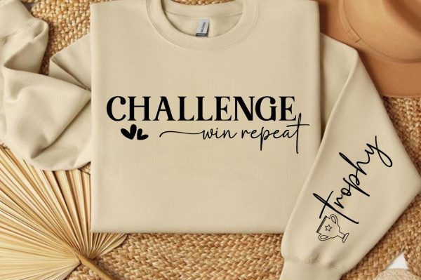 Challenge Win Repeat Sleeve SVG Design Online Sale - Image 2