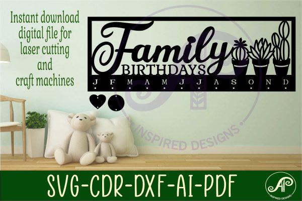 Succulents Calendar set SVG laser cut file For Cheap - Image 2