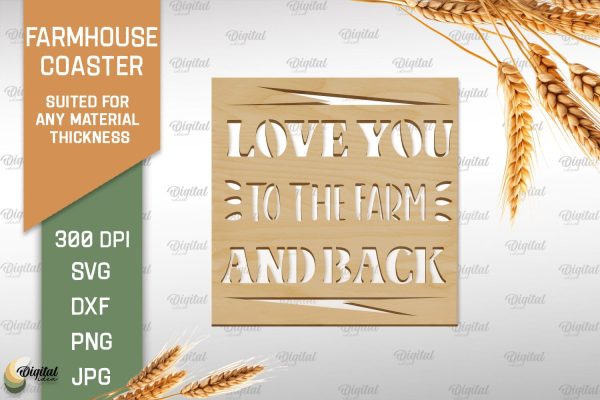 Farmhouse Coasters SVG Bundle. Wooden Coasters Laser Cut For Discount - Image 5