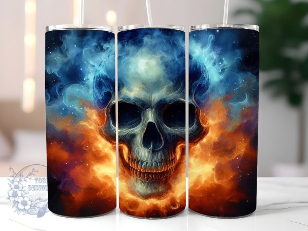 Ghost Skull 20oz Skinny Tumbler, Horror Skull Tumbler Png, Straight & Tapered Tumbler Wrap, Instant Digital Download Discount