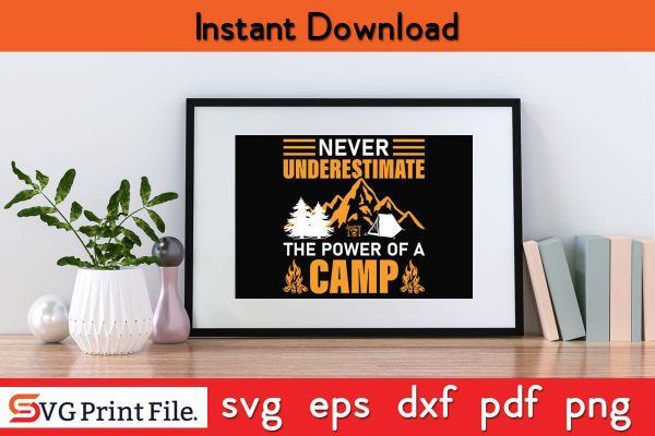 NEVER UNDERESTIMATE THE POWER OF A CAMP SVG PNG Craft Cut File Online now - Image 2