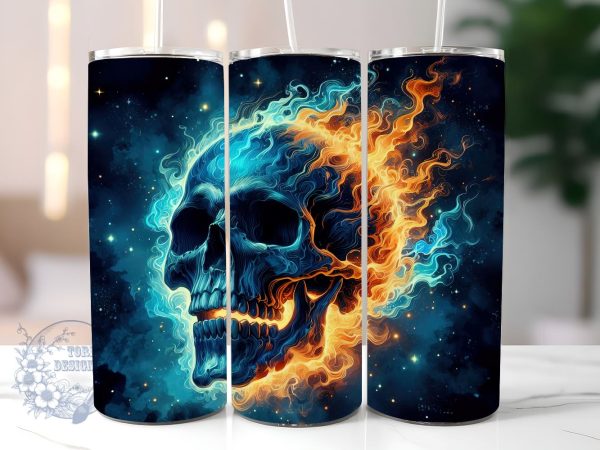 Ghost Skull 20oz Skinny Tumbler, Horror Skull Tumbler Png, Straight & Tapered Tumbler Wrap, Instant Digital Download Discount