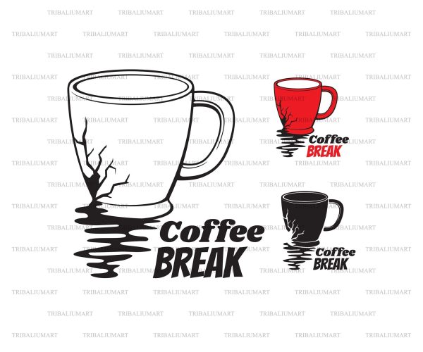 Broken Red Coffee Cup. Coffee Break. Fashion
