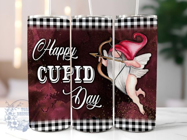 Happy Cupid Day 20oz Skinny Tumbler, Valentine Gnome Tumbler Png, Straight & Tapered Tumbler Wrap, Instant Digital Download Supply