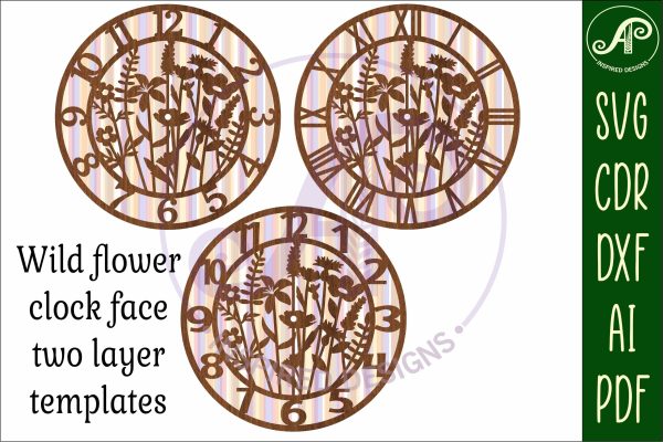 Wild flower wall clock laser cut files, SVG file. vector Cheap - Image 5