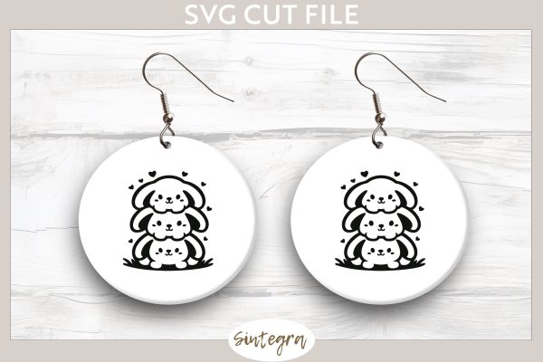 Easter Bunnies v3 Pile SVG Cut File For Sale - Image 5